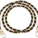 MECCANIXITY Purse Chain Strap, 39 Inch PU Leather Purse Handle Strap Replacement DIY Chain Strap with Zinc Alloy Buckle for Crossbody Bag Shoulder Bag, Black