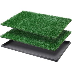LOOBANI Dog Grass Pad with Tray Large Dog Litter Box, Indoor Potty for Apartment and Patio Training, with 2 Packs Fake Grass Pee Pads for Replacement (Tray Potty 23.6 * 35.5inch)