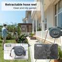 Giraffe Tools Retractable Hose Reel 1/2 in x130 FT PRO Metal Bracket Wall Mounted Heavy Duty Hose Reel with 9 Pattern Nozzle 180 Deg Swivel, Metal Bracket Any Length Lock (1/2 130FT PRO, Dark Grey)