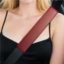 2PS seat Belt Cover pad,Faux Leather Seatbelt Covers Strap Shoulder Cushion for Driver Accessories,Backpack, Shoulder Bag (Wine)