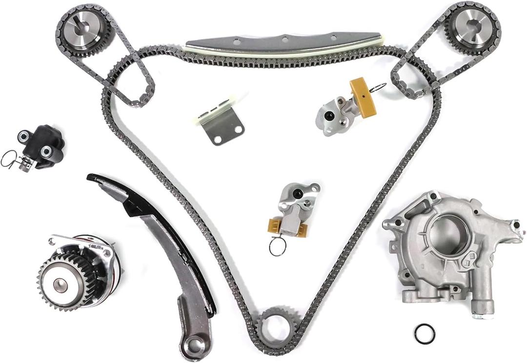 Timing Chain Kit and Water Oil Pump 3.5L Fit for G35 2003-2007 for 350Z 2003-2006 for M35 2006-2008 for Murano 2003-2007 for Maxima 2002-2003 Car Engine Component 13028-JK00A 21010-AL528A