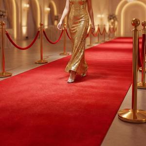 Extra Thick Red Carpet Runner for Party, 3ft x 10ft Non-Slip Red Carpet Runner Rug Waterproof Aisle Runway Carpet for Wedding Ceremony, Prom Proposal, Banquets Decor