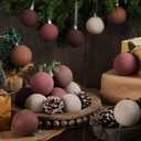 24 Pcs Neutral Textured Christmas Ball Ornaments 2.4 Inch Rustic Brown Burgundy Red Cream Xmas Baubles Farmhouse Xmas Tree Decorations Modern Christmas Home Decor for Tree Holiday