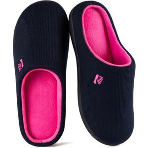 RockDove Women's Original Two-Tone Memory Foam Slipper (9-10, Dark Navy/Fuchsia)