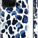 Case Compatible with iPhone 14 Pro Max,Blue Leopard Print Phone case Design for Girl Women Boy Men,Dual-Layer Soft Silicone Scratch-Resistant Shockproof Phone Cover