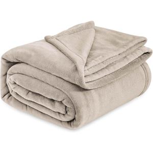 Bedsure GentleSoft Fleece Blankets Twin Size Oxford Tan - 300GSM Lightweight Plush Fuzzy Cozy Soft Blanket for Bed, Sofa, Couch, Travel, Camping, 60x80 inches