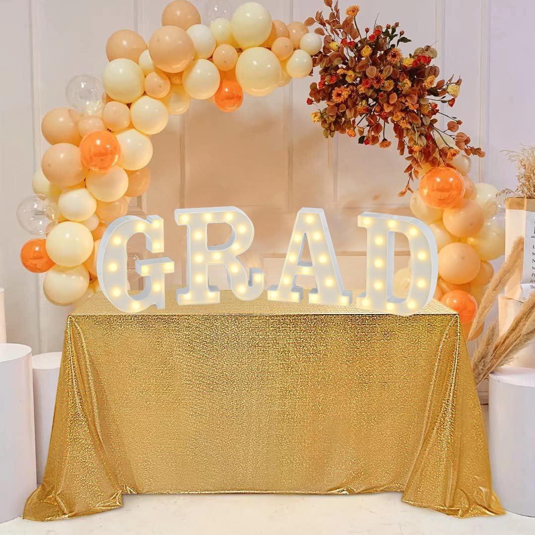 Graduate LED Lights, 4 LED Marquee Light Up Letters GRADClass of 2024 Graduation Sign for Kindergarten Preschool High School College Wall Table Decor Party Supplies