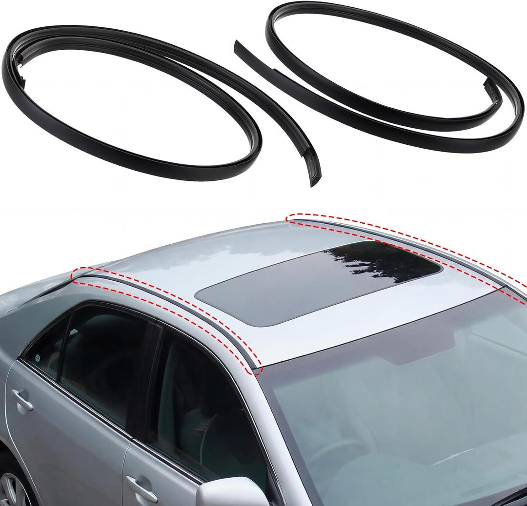 WILLBOND 2 Pcs Roof Drip Molding Weatherstrip Compatible with Toyota 2012-2017 75555-06080 75556-06080 75555-06100 75556-06100, Left and Right Side Roof Trim Strip Kit Black PVC Rain Channel Guard Set