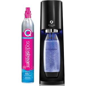 SodaStream E-TERRA Sparkling Water Maker (Black) with CO2 and Carbonating Bottle