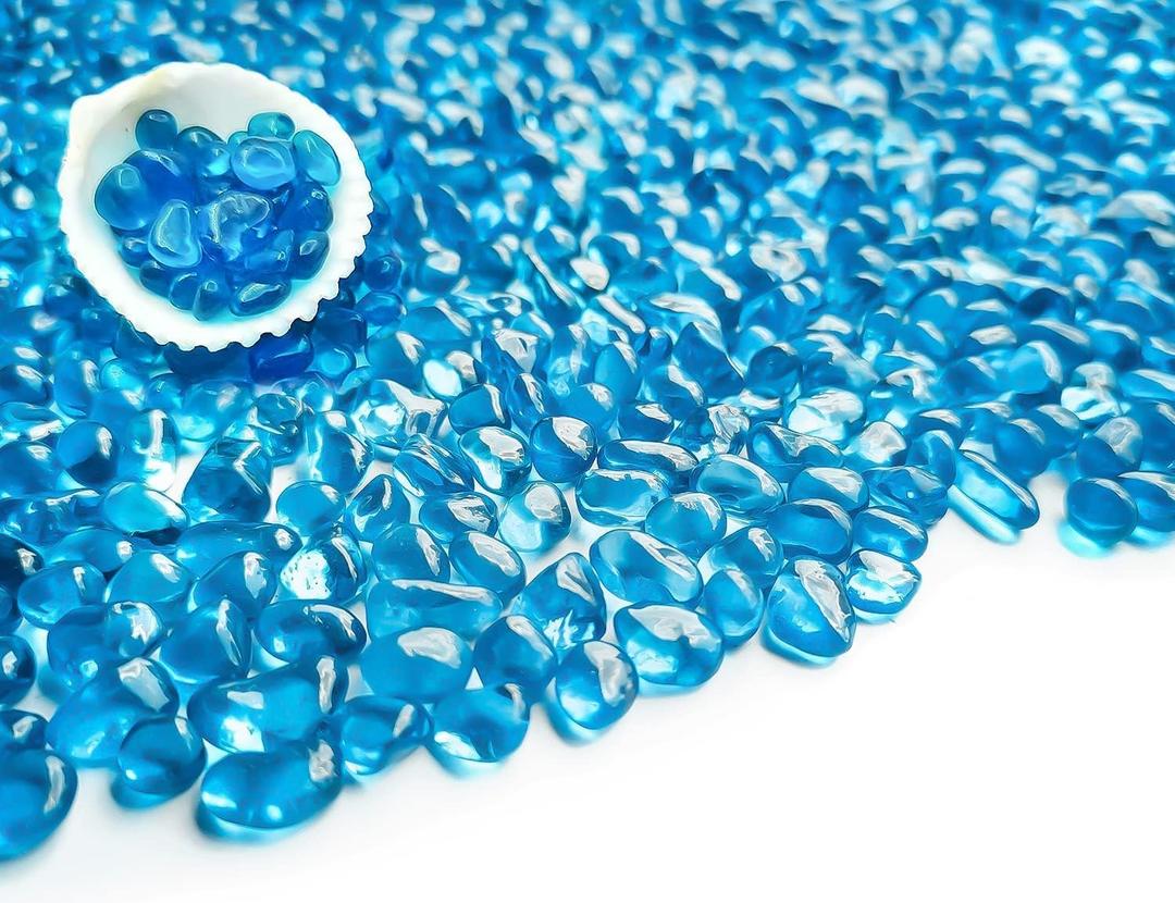 Keedolla Fish Tank Blue Gravel 3 LB Sea Glass Stones Marbles Pebbles Gravel Rock for Aquarium|Fish Tank|Vase|Succulent Plants Decor - Lake Blue