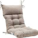QILLOWAY Outdoor Rocking Chair Cushions Set of 2, 100% Polyester Waterproof Patio Rocking Chair Cushion, High Back Weatherproof Chair Pad for Adirondack & Outdoor Furniture, Tan,Grey, 2Counts/1Pack