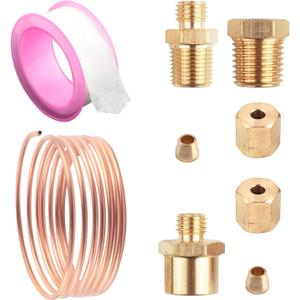 72" Oil Pressure Gauge Line Kit,Anti-Rust Oil Pressure Gauge Tubing Kit Includes Copper Tubing,1/8'' NPT Male 1/8'' OD,1 Thread Sealant Tape,Universal Car Accessories