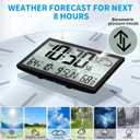 Weather Clock with Atomic Clock Indoor Outdoor Thermometer, 14.6" Large Atomic Wall Clock Battery Operated, Never Needs Setting! Wireless Outdoor Sensor, Auto DST, Wall Clock for Office/Home/School
