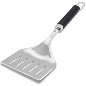 Weber Precision Grill Wide Spatula Stainless Steel BBQ Spatula with 3Sided Beveled Edge, NonSlip SoftTouch Handle & Hanging Loop, Dishwasher Safe, Size: Large