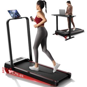 RHYTHM FUN Treadmill With Incline, Walking Pad With Handle Bar, 300lbs Foldable With APP, Portable Folding for Home/Office With Low Noise
