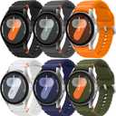 6 Pack Sport Band Compatible with Samsung Galaxy Watch 7 Band 40mm 44mm, No Gap Soft Silicone Strap for Galaxy Watch 6 5 4 FE/Galaxy Watch 6/4 Classic 47mm 43mm 46mm 42mm/Watch 5 Pro 45mm Men Women (01-Black/Dark Grey/Orange/White/NavyBlue/ArmyGreen)