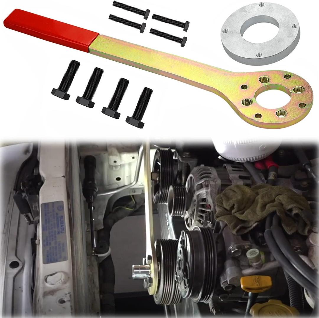 Crank Pulley Tool Wrench Holder Screw Kit Compatible with Subaru Imprezas Legacy Outback Foresters XT Baja SVX Saab 9-2X
