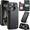 bemal for iPhone 16 Pro Wallet Case with Card Holder, RFID Blocking, Shockproof Leather Kickstand for Men and Women, Durable Protective Phone Cover for 6.3", Black