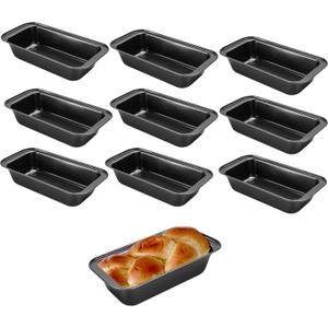 10 Pcs Loaf Pans for Baking Bread, Nonstick Loaf Bread Pan 8 x 4 Inch, Carbon Steel Bread Pan for Homemade Bread (Black)