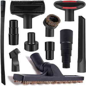 11Pcs Universal Vacuum Attachment Kit 1-1/4" Vacuum Hose Adapter Wet Dry Plastic Vacuum Cleaners Accessories with Extension Wand Horse Hair Brush Flexible Crevice Tool Adapter for Shop Vac Attachment