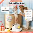 UNCLE WU Toddler Step Stool for Potty Training, Bathroom Sink & Toilet - 2 Step Kids Poop Stool, Non-Slip Step Stool with Handles, Dual Height Stepping Stool for Kitchen Counter (Include 2 Ducks)