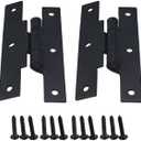QCAA Black Steel Hinge Offset for Cabinet Door, 3/8", Matte Black, 2 Pack, Made in Taiwan