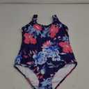 American Trends One Piece Swimsuit Women Criss Cross Back Color Block Print Bathing Suits Athletic Modest Swimwear Pink Blue Printed L