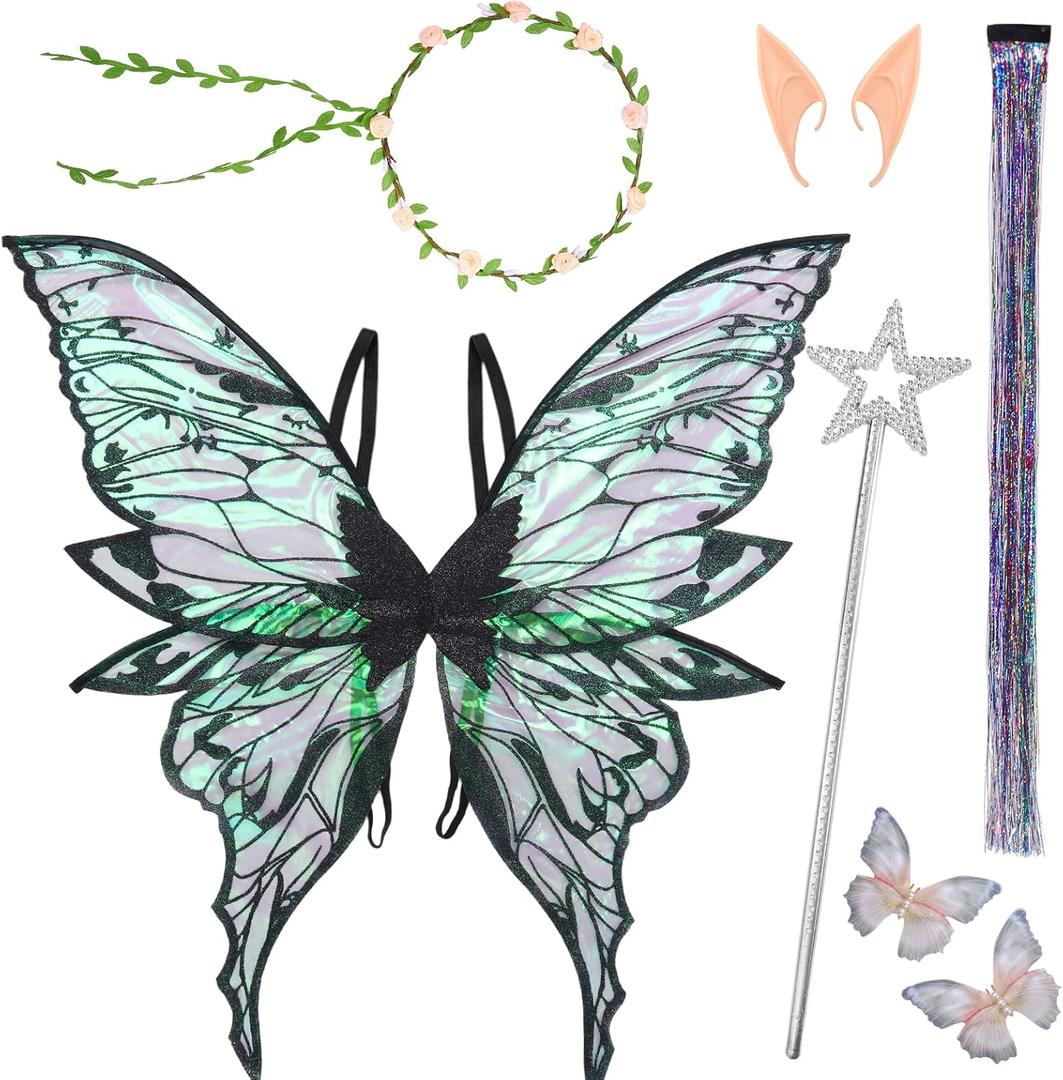 Fairy Wings for Adults Women, Butterfly Sheer Wing Costume Halloween Cosplay Angel Dress Up