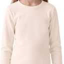 Resinta Girls Basic Long Sleeve Crew Neck Top Kids Layering Tees Casual Soft Solid Pullover T-Shirts 2-14 Years (Beige)