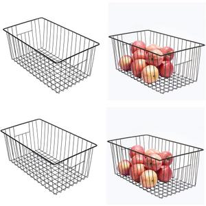 16inch Upright Freezer Organizer Baskets for 13-14,16-21 cu.ft Standup Freezer, Settle freezer chaos and reduce food waste effectively, Durable, Fully Use Space, Improve Air Circulate, Black, 4pcs