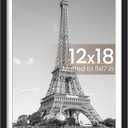 Upsimples 12x18 Picture Frame, Display Pictures 11x17 with Mat or 12 x 18 Without, Wall Hanging Poster Frames, Black, 1 Pack