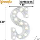 Pooqla Light Up Letters, LED Marquee Letters for Silver Birthday Decorations, Battery Powered Night Light Teenager Girl Room Decor, Gift for Girls Boys Wedding Bedroom Christmas Party Decor, Letter S