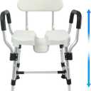 U-Shaped Shower Chair for Inside Shower, Heavy Duty Triple-Bar Base Reinforcement, with Arm and Back for Elderly and Disabled, Adjustable Height, Effortless Personal Hygiene Access