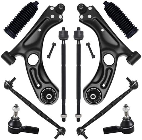 AUQDD 10Pcs Front End Suspension Kit Fit For 2012-2015 2016-2020 Chevy Sonic, 2 Lower Control Arm w/Ball Joint 2 Sway Bar Link 4 Outer & Inner Tie Rod End (# K622426 K622428 K750630 EV800936 ES800929)