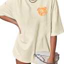 Graphic Tees Women Oversized T-Shirts: Summer Hawaiian Beach Tops Shirts Hawaii Tropical Beachy Short Sleeve Outfit (L)