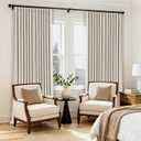 Extra Wide Blackout Curtains 70 x 108 Inches Long for Bedroom Living Room Neutral Farmhouse Pinch Pleated Double Layer Thick Linen Drapes Thermal Insulated with Back Tab for Large Windows 1 Panel