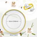 Tioncy 50 Set Clear Beaded Charger Plates Bulk for Wedding, 13 Inch, about 13 inch