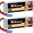 3s Lipo Battery 2Packs 11.1v Lipo Battery 4500mAh 80C with EC5 Plug Compatible