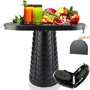 Portable Folding Table and Stool 2 in 1, Lightweight Collapsible Table for Camping Picnic Beach, Small Foldable Table for Party