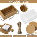 Roowest 50 Sets Kraft Homemade Gift Box Bundle with Blank Tags and Jute String (101 Items) for Jewelry Candy Wrapping Party Favor (6.3 x 3.5 x 2 Inch,Kraft Color)