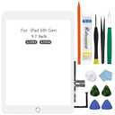 for iPad 6（6th Gen 2018 Released） Screen Replacement Digitizer Touch Glass, for iPad 9.7 Inch A1893 A1954, with Home Button & Full Repair Kit - White