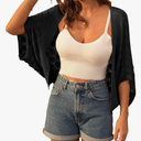 GRACE KARIN Womens Crochet Summer Cardigan Shrug 2025 Lightweight Open Front Hollow-out Batwing Cardigan Sweater Outwear, Black, L