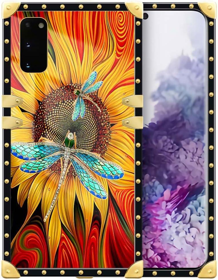 Compatible with Samsung Galaxy S20 Case,4-Dragonfly in The Flower Galaxy S20 Soft TPU Shockproof Protective Cover Case for Samsung Galaxy S20 6.2-inch