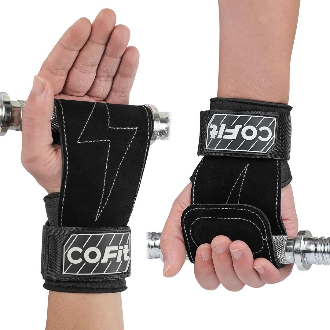 COFIT Wrist Straps for Weightlifting, Workout Wrist Wraps with Dual-Layer Oxford Leather, Enhanced Grip for Optimal Hand and Wrist Protection, Gym Lifting Straps for Deadlift and Powerlifting (Standard size (palm length over 7in), 01. Black)