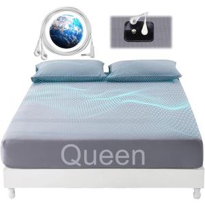 Grounding Sheets for Bed Queen Earthing Fitted Sheet 10% Silver & 90% Organic Cotton Conductive Bed Sheets Kit Earth Connected for Pain Relief Sleep Therapy with Grounding Cord (60"X 80"X 15" Gray)