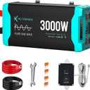 3000W Pure Sine Wave Inverter Peak 6000w 12V DC to 120V AC for RV, Truck, Off-Grid, Home, Solar Car Power Inverter with Dual AC Hardwire Port, 20A Socket, 5V 2.1A USB