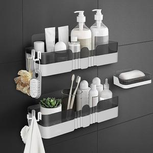 2-Pack Shower Caddy, Separable Shower Organizer with Soap Dish and Hooks, No Drilling Double Layer Shower Shelf, Used for Bathroom and Kitchen (Black)