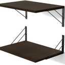 Love-KANKEI Deep Floating Shelves for Wall, 16" W x 12" D Wide Wall Shelves Set of 2, Rustic Large Wood Hanging Shelves for Storage, Bathroom Bedroom Living Room Kitchen Dark Brown