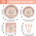 96PCS Rose Gold 40th Birthday Party Paper Plates and Napkins Forty Years Old Table Decorations 40th Birthday Disposable Dessert Tableware Set Serves 24 Guests Girl Ladies Women Party Supplies Favors