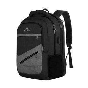 MATEIN 17 Inch Backpack for Men, Professional Work Office Laptop Backpack with USB Charging Port & Trolley Sleeve, Water Resistant Large College Daypack Travel Carry On, Black Grey